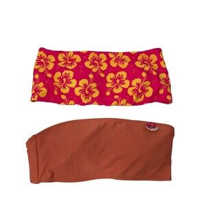 Lot Of 2 Swim Bandeau Bikini Top Bundle Womens Medium Padded